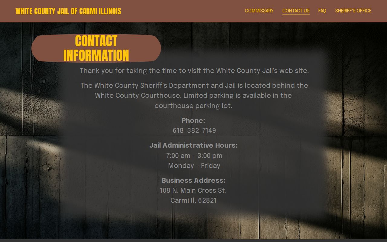 White County Jail contact source for Hamilton County release records