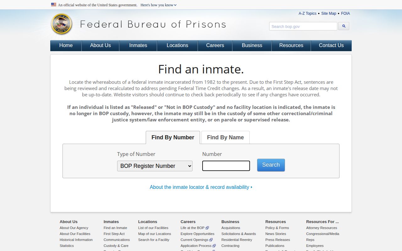 Federal BOP locator for Hamilton County related inmate releases